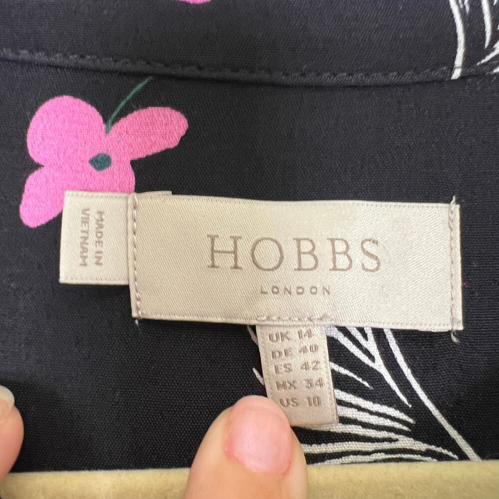 Hobbs London Ria Black Pink Floral Mini Dress Sz 10 - Picture 6 of 11